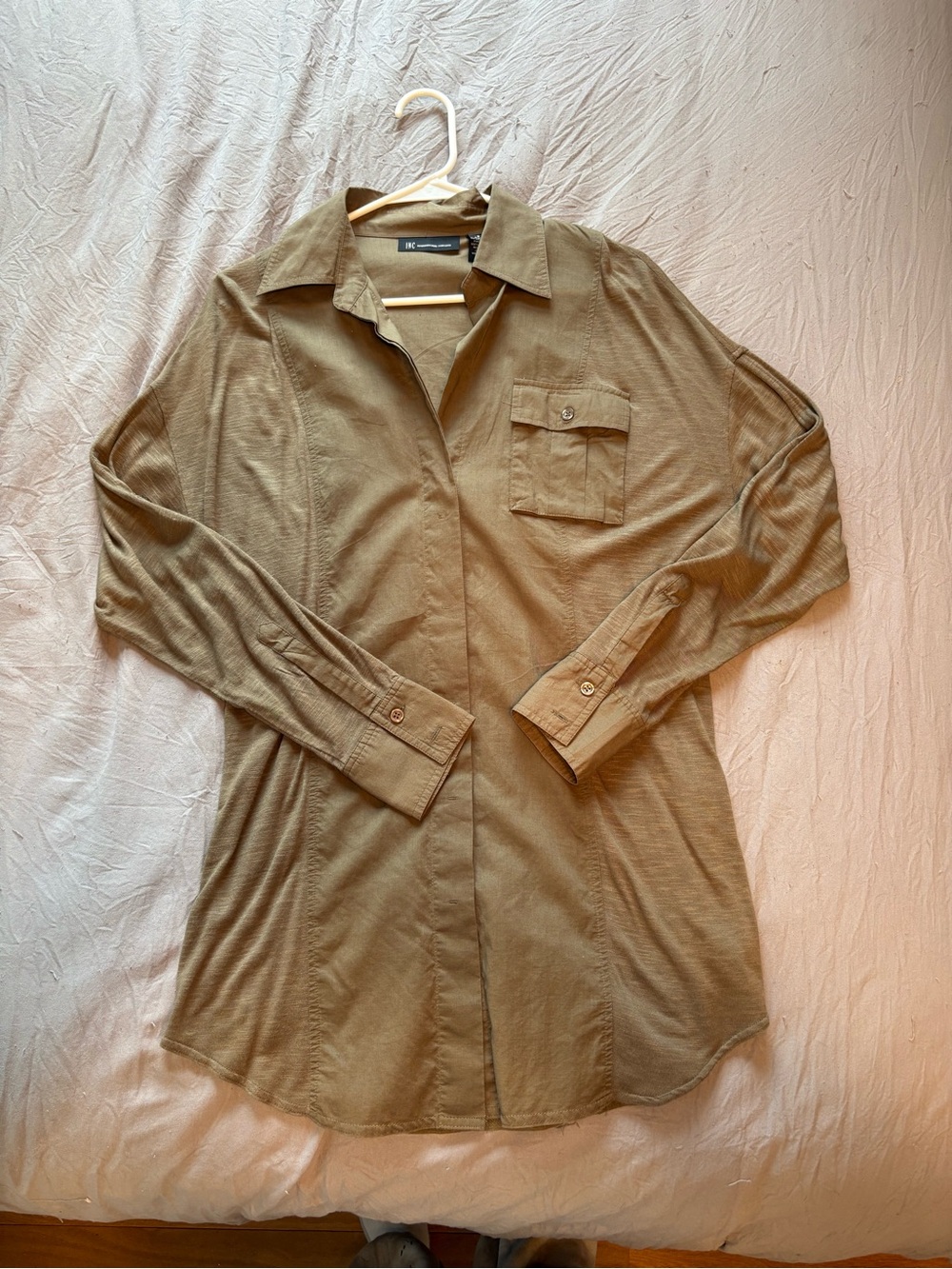 Army Green Button Down Tunic Top